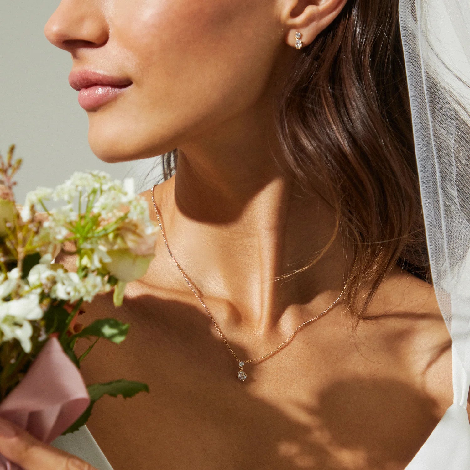 BRIDESMAIDS SOLITAIRE PENDANT AND EARRING SET