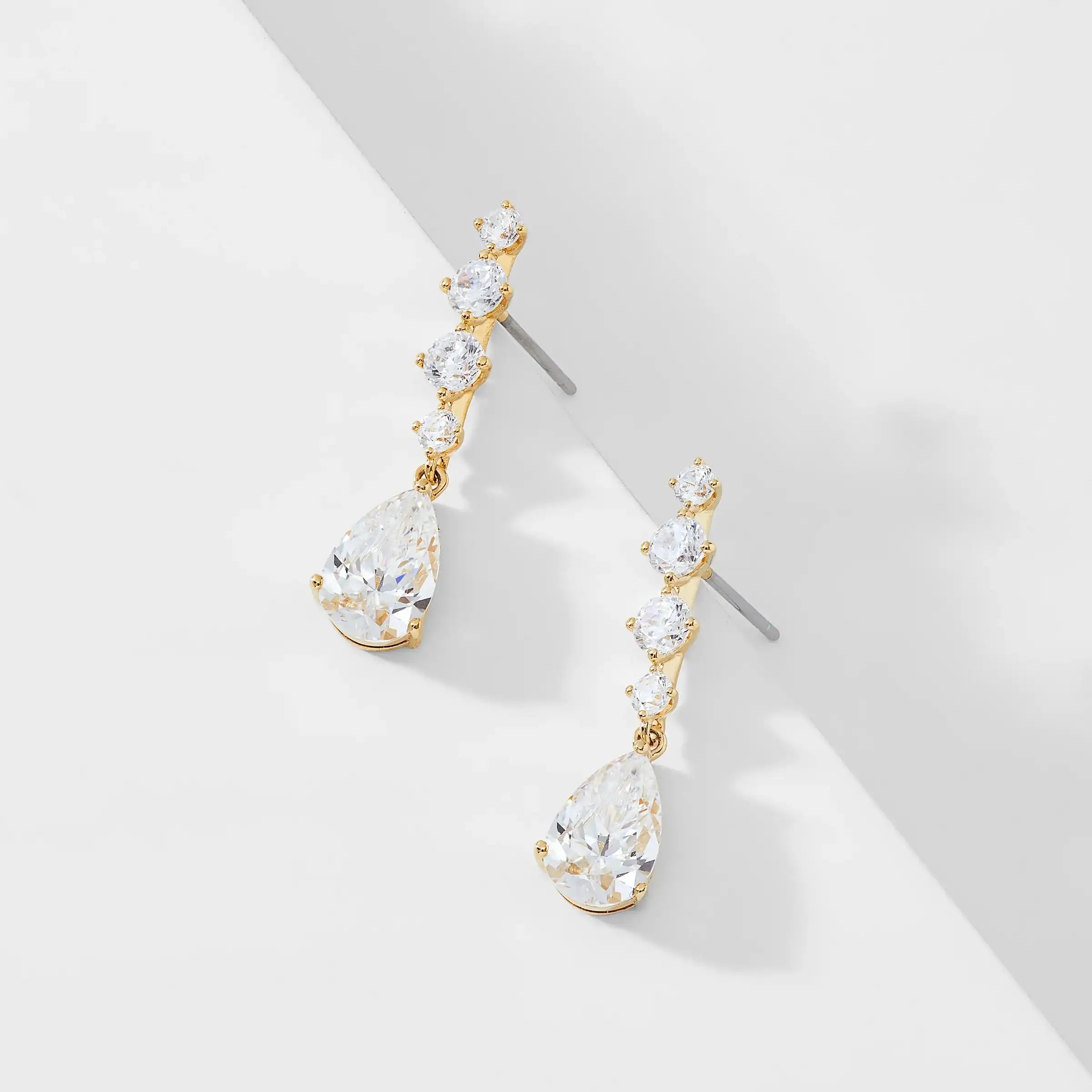 INVITATION ONLY PEAR CZ SHORT DROP EARRINGS