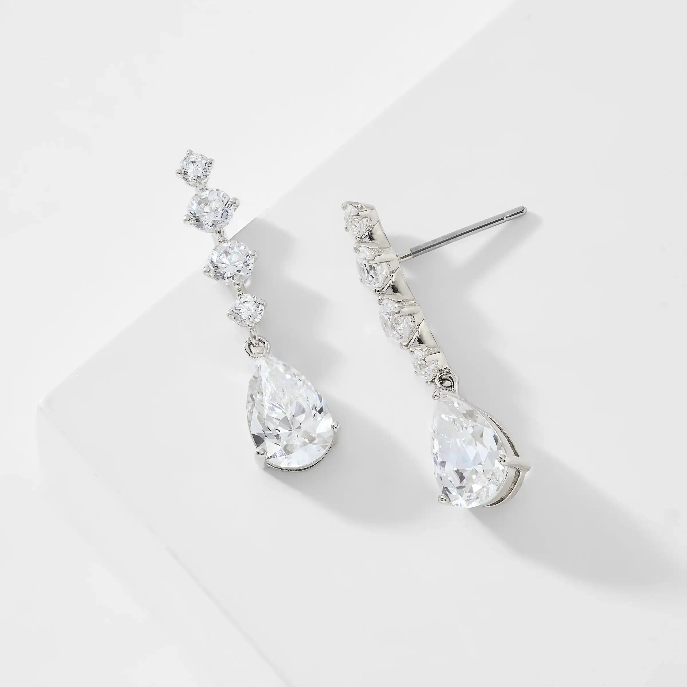 INVITATION ONLY PEAR CZ SHORT DROP EARRINGS