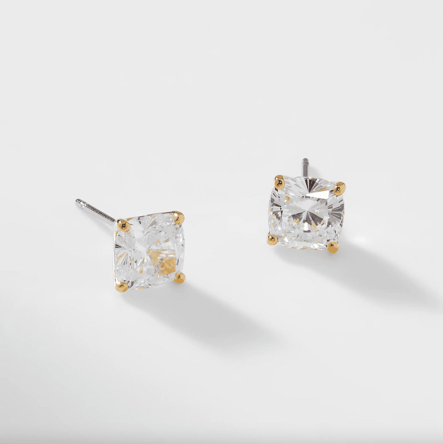 MODERN LOVE LARGE CUSHION CUT CZ STUD EARRINGS