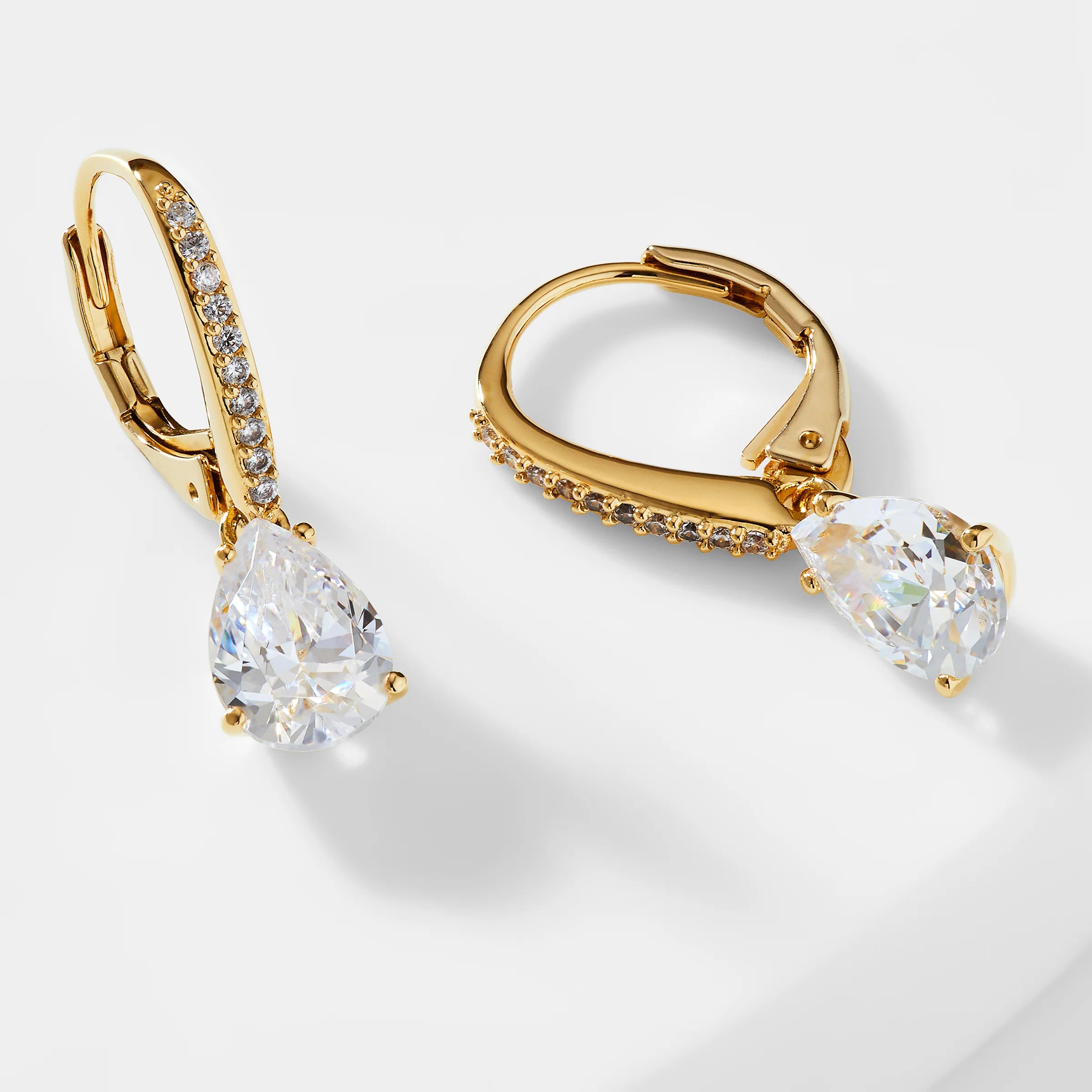 MODERN LOVE PEAR CZ DROP EARRINGS