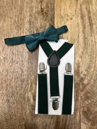 Atelier D'Ocon Kids Suspenders & Bow Tie #1 Forest-Green thumbnail