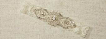 enVogue Bridal Accessories Stretch Lace Garter - GR1488 #1 Silver/Clear/Ivory thumbnail