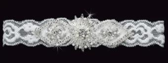 enVogue Bridal Accessories Stretch Lace Garter - GR1488 #0 default Silver/Clear/Ivory thumbnail